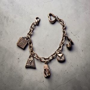 Antique Born To Shop Silvertone Charm Bracelet